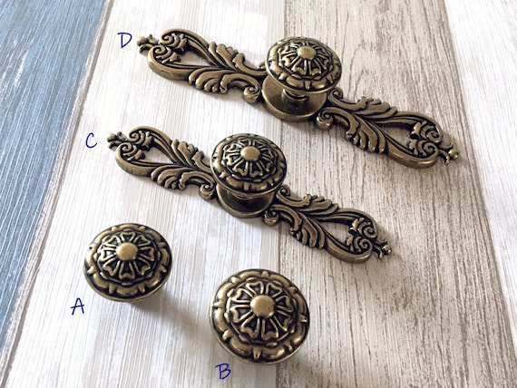 Vintage Look Knob Back Plate Drawer Pulls Backplate Rustic Door Handle Cabinet  Pull Handles Dresser Knob Pulls Antique Bronze Lynns Hardware 