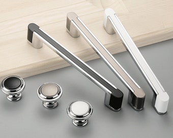 Modern Cabinet Pull Handle Knob Drawer Pull Chrome Silver White Bronze Black Door Handles Dresser Pull Drawer Handle Pulls 96 128 160 mm