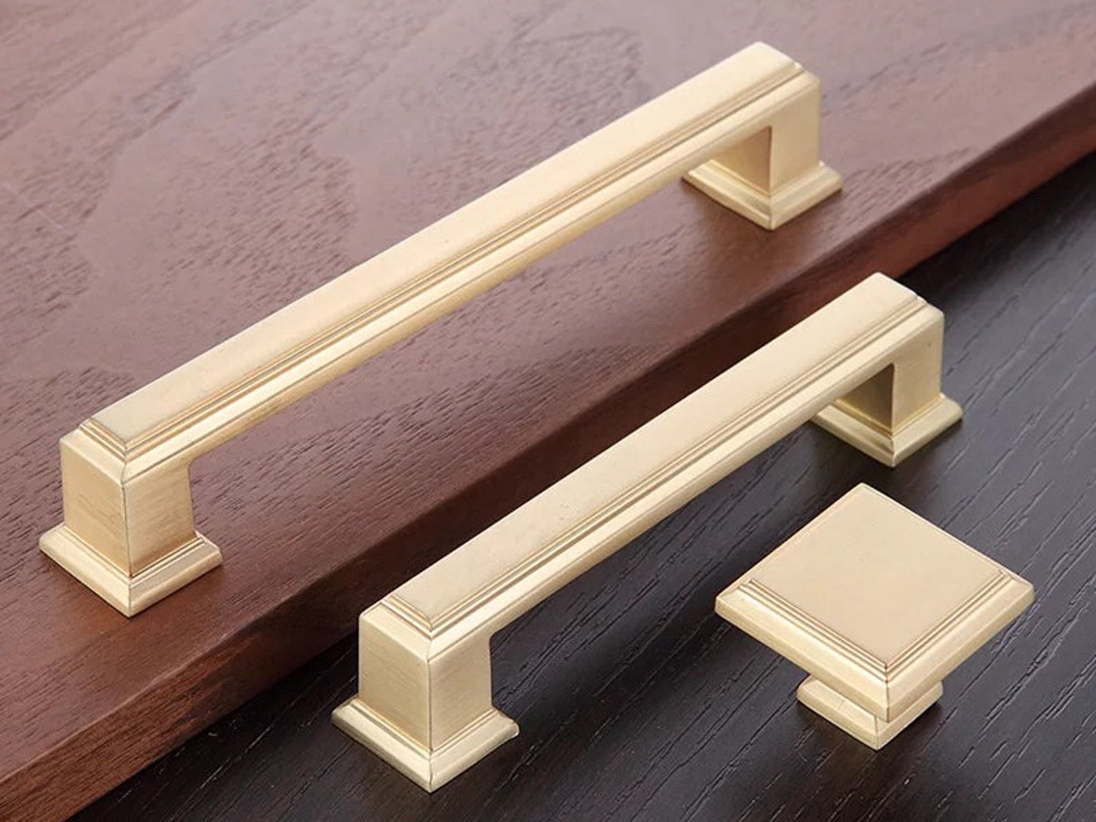 3.75 5 7.5 Brushed Gold Pulls Drawer Etsy