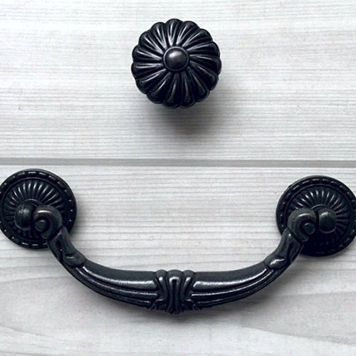 3.5 4.25 Black Dresser Pulls Drop Bail Drawer Pull Etsy