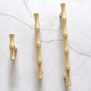 3.75 5 Gold Bamboo Drawer Pull Dresser Pulls Handles Satin Gold Bamboo Knob Cabinet Knobs Handle Pull Handles 96 128 mm Lynns Hardware image 3