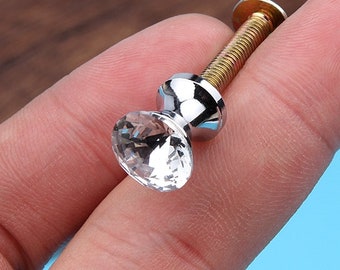 1/2 In Diameter Crystal Mini Knob Tiny Glass Knobs Jewelry Box Drawer Pulls Small Handles Dresser Pull 0.5 inches 12 mm Lynns Hardware