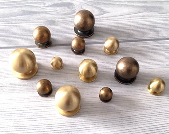 Brass Knobs Mini Knob Tiny Small Cabinet Knobs Dresser Pull Drawer Pulls Antique Bronze Black Unlaquered Lynns Hardware Polished Brushed