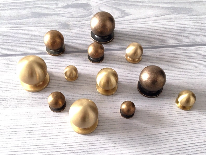 Brass Knob Unlaquered MCM Knob Black Gold Brass Mini Knob Tiny Small Cabinet Knobs Dresser Pull Drawer Pulls Antique Bronze Lynns Hardware image 5