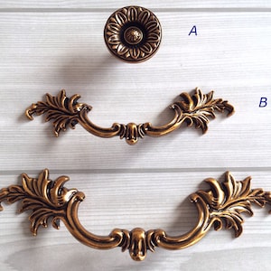 3“ 3.75" Dresser Knobs Pulls Drawer Pull Handles Gold Brass Cabinet Door Knob Handle Pull French Provincial Lynns Hardware 76 96 mm
