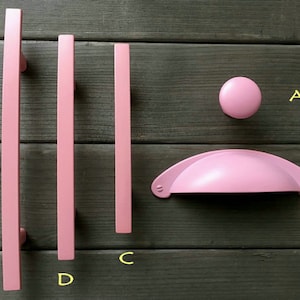 3 3.75 5 Pink Knob Drawer Pulls Cup Bin Pull Kitchen Cabinet Door Handle Dresser Pull Handles Kids Knobs Lynns Hardware 76 96 128 mm image 1