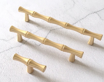 3.75" 5" Gold Bamboo Drawer Pull Dresser Pulls Handles Satin Gold Bamboo Knob Cabinet Knobs Handle Pull Handles 96 128 mm Lynns Hardware