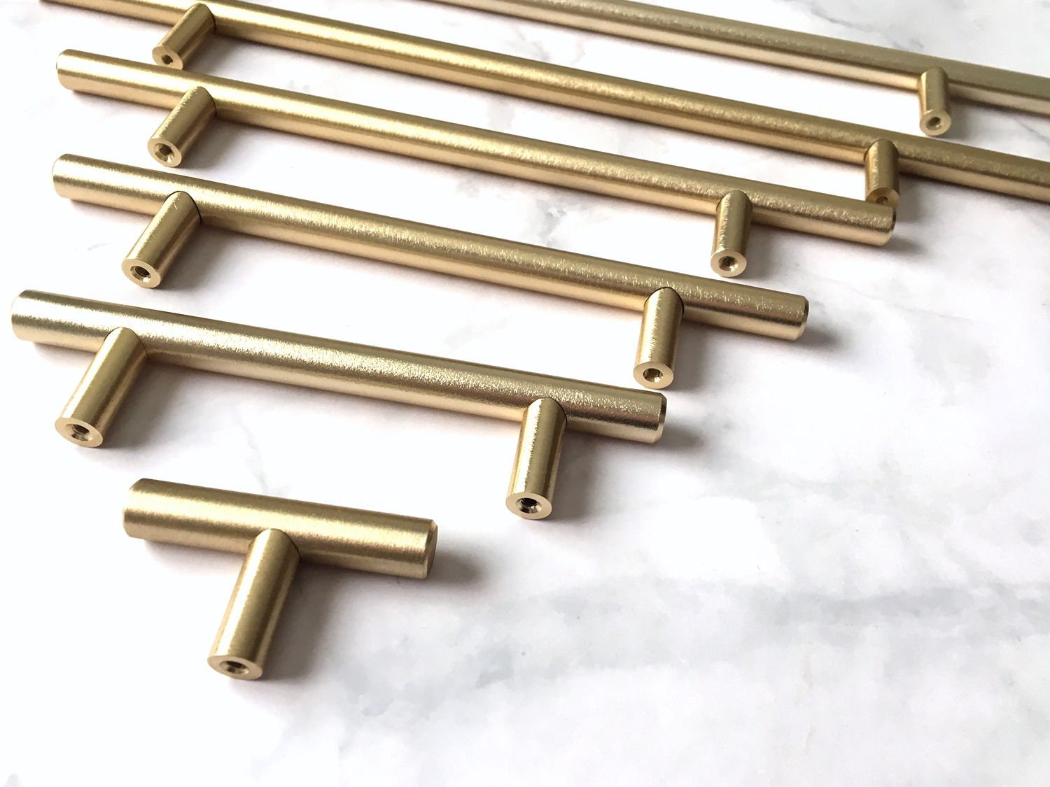 Brushed Brass Black Pull Handle Dresser Knobs Handles Etsy