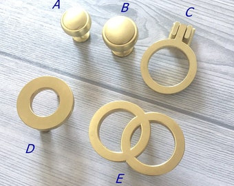 Brass Cabinet Knob Brushed Brass Drawer Knobs Pull Round Circle Dresser Drawer Pulls Cabinet Handle Pull Pull Drop Ring Lynns Hardware