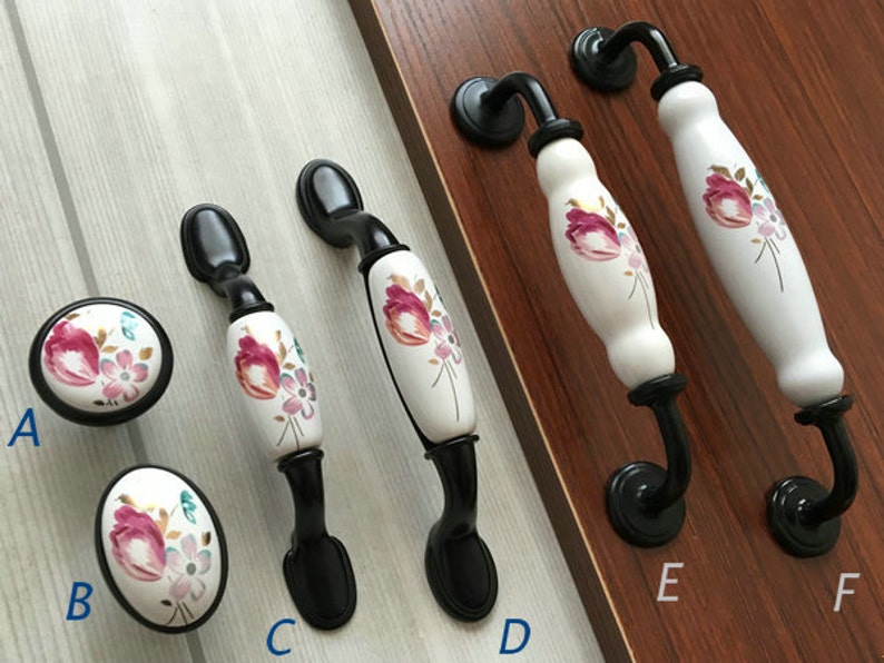 3 3.75 White Dresser Pulls Drawer Pull Handles Kitchen Cabinet Door Knobs Cupboard Flower Furniture Handle Hardware Black Oval 76 96 mm