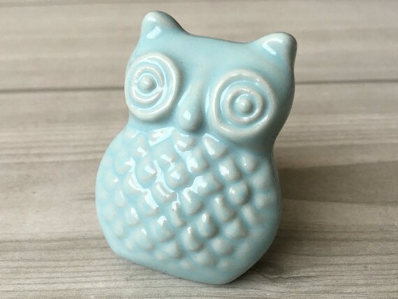 Blue Owl Knobs Drawer Knob Pull Handles Dresser Knob Kitchen Etsy