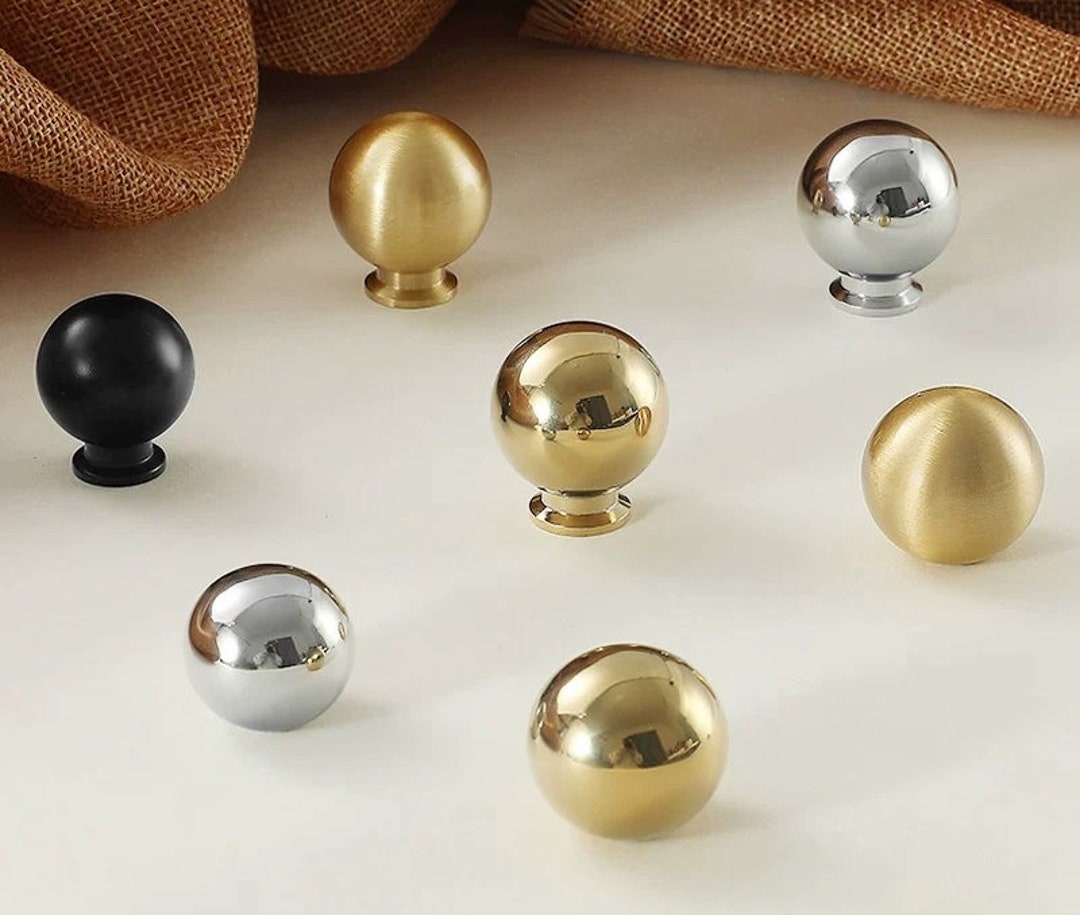 Sphere Brass Knobs Pulls Brass Drawer Pull MCM Knob Ball Drawer