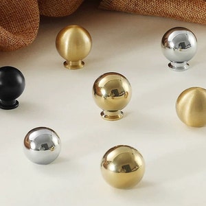 Sphere Brass Knobs Pulls Brass Drawer Pull MCM Cabinet Knob Ball Drawer Knobs Dresser Pulls Gold Nickel Black Silver Chrome Lynns Hardware