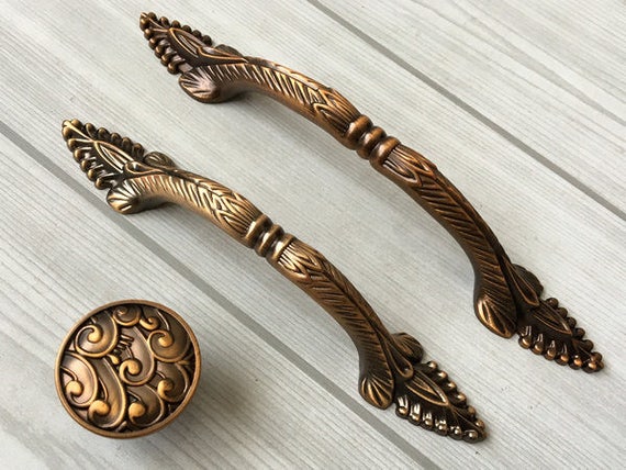 3.75 5 Antique Brass Kitchen Cabinet Door Handle Etsy image 0 - 3.75 5 Antique Brass Kitchen Cabinet Door Handle Etsy