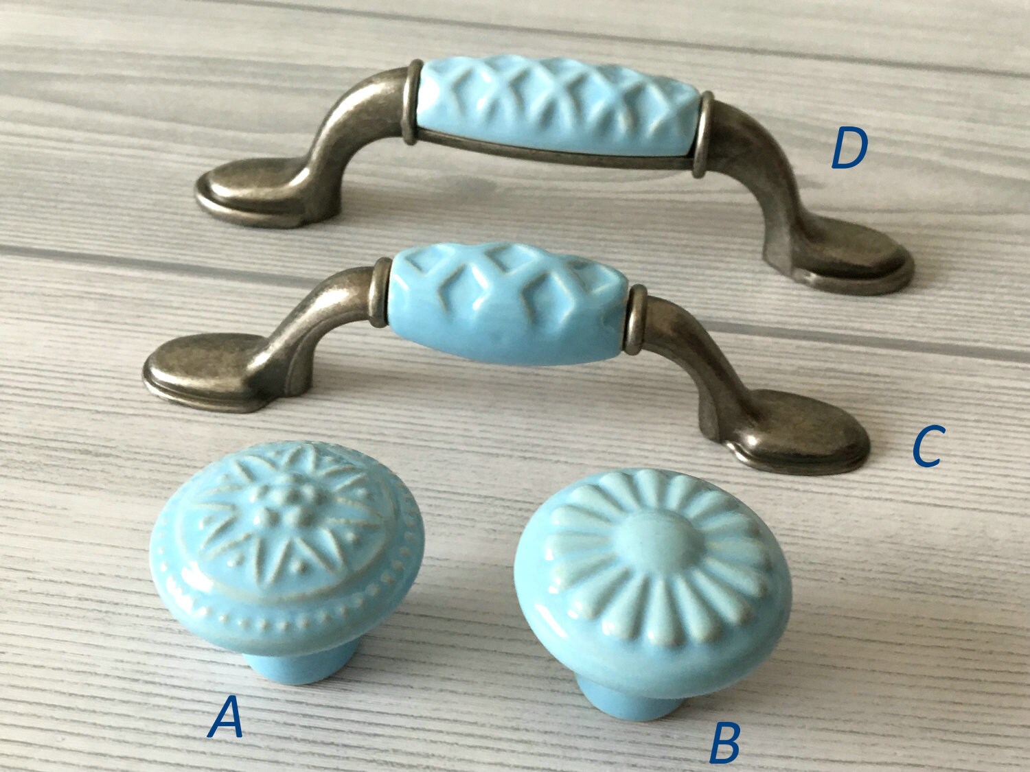 3 3.75 Blue Dresser Knobs Pull Handle Drawer Knob Etsy