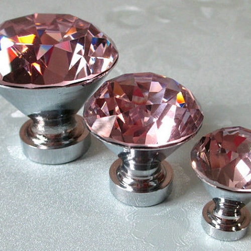 Glass Knobs Pink Crystal Knobs / Dresser Knobs / Drawer Knobs Etsy