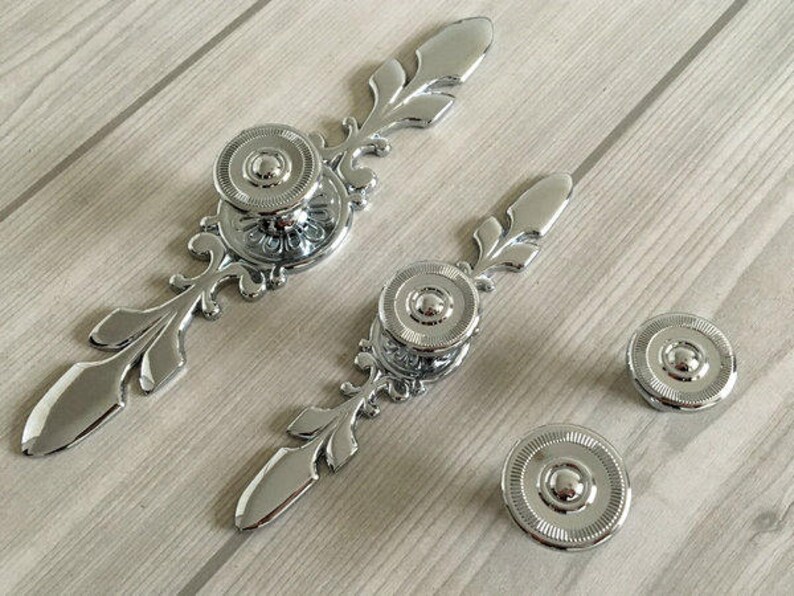 Kitchen Cabinet Door Knobs Handle Backplate Dresser Knob Pull Drawer Pulls Cupboard Silver Chrome Back Plate Lynns Hardware