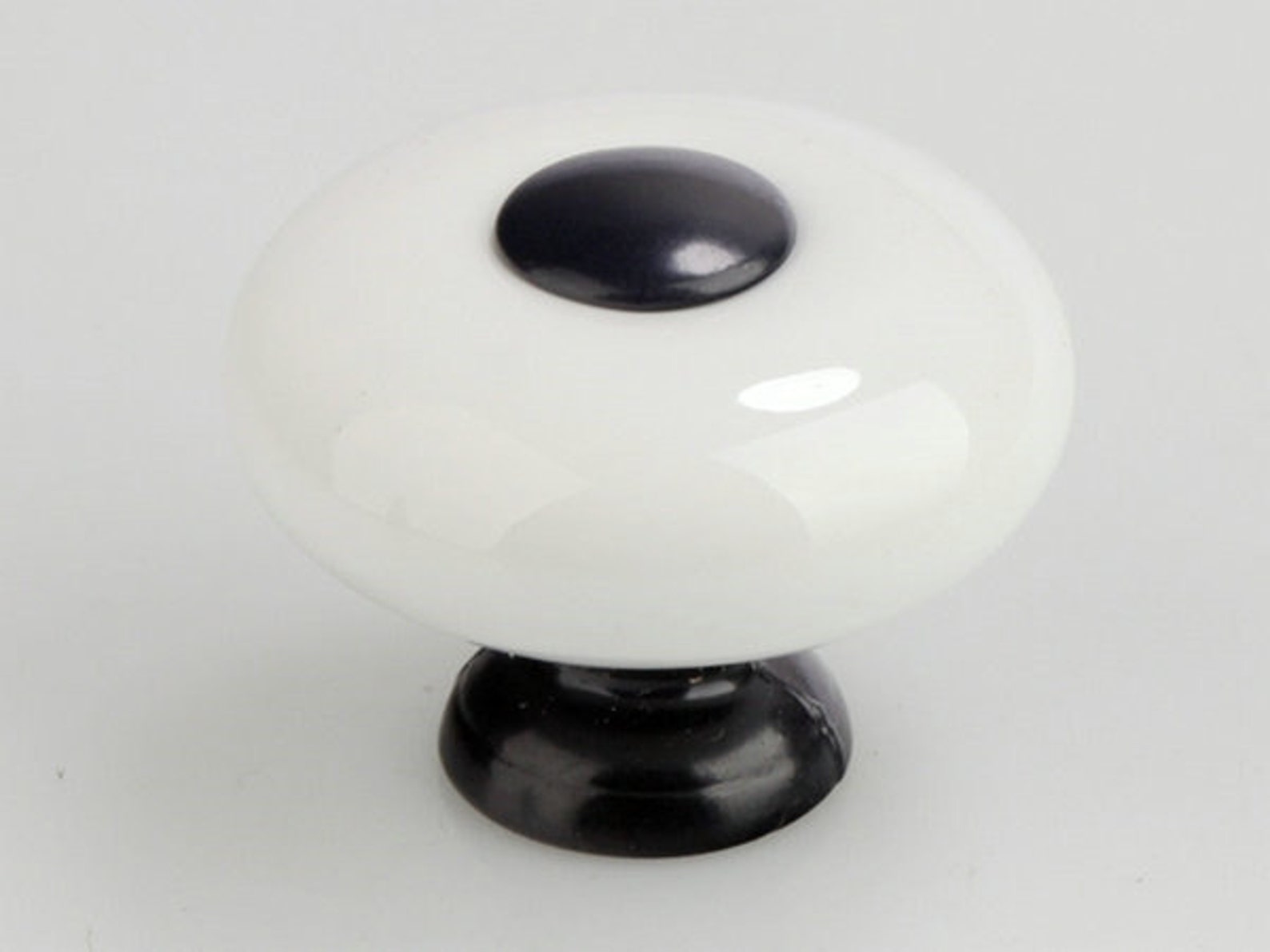 Small Knobs Dresser Knob White Black Ceramic Kitchen Etsy