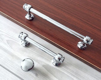 3.5" 6" Silver Cabinet Pull Handle Drawer Knob Pulls Dresser Knobs Handles Polished Chrome Kitchen Door Handles Lynns Hardware Solid 3 1/2"