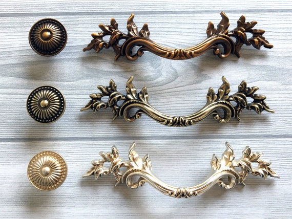 Brass Victorian Dresser Drawer Knob Handle Metal Cabinet Pull Vanity Hardware Brass Victorian Dresser Drawer Knob Handle Metal Cabinet Pull Vanity Hardware