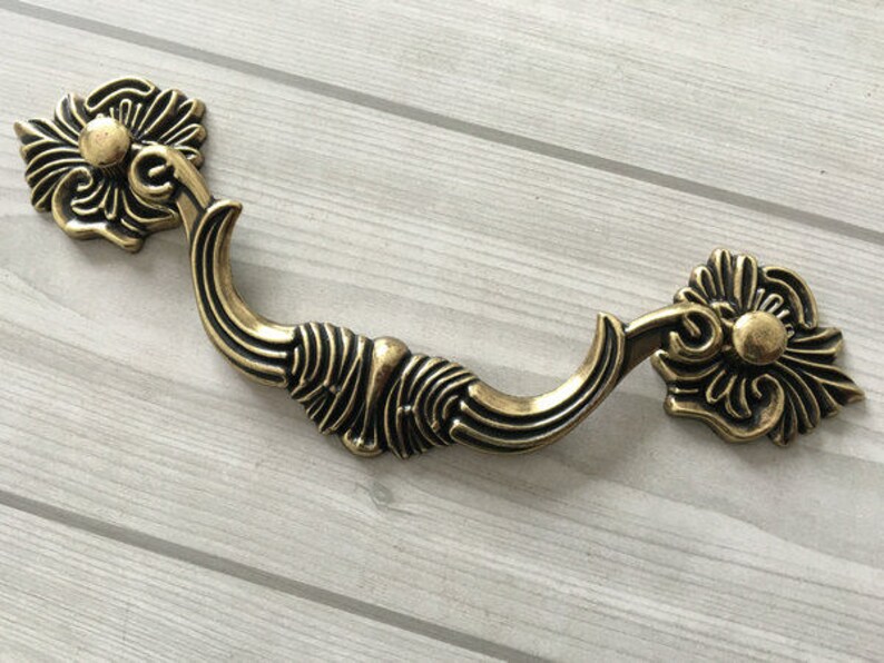 5.75 Vintage Style Drop Handle Bail Drawer Pulls Dresser Knobs Pull Handle Antique Bronze Cabinet Handle 5 34 Lynns Hardware 146 mm
