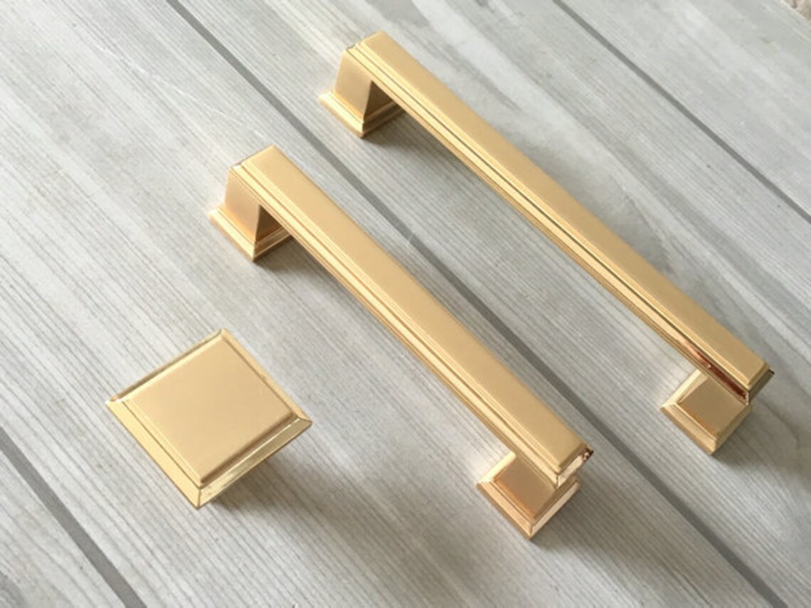 3.75 5 Gold Drawer Pull Handles Dresser Knobs Etsy