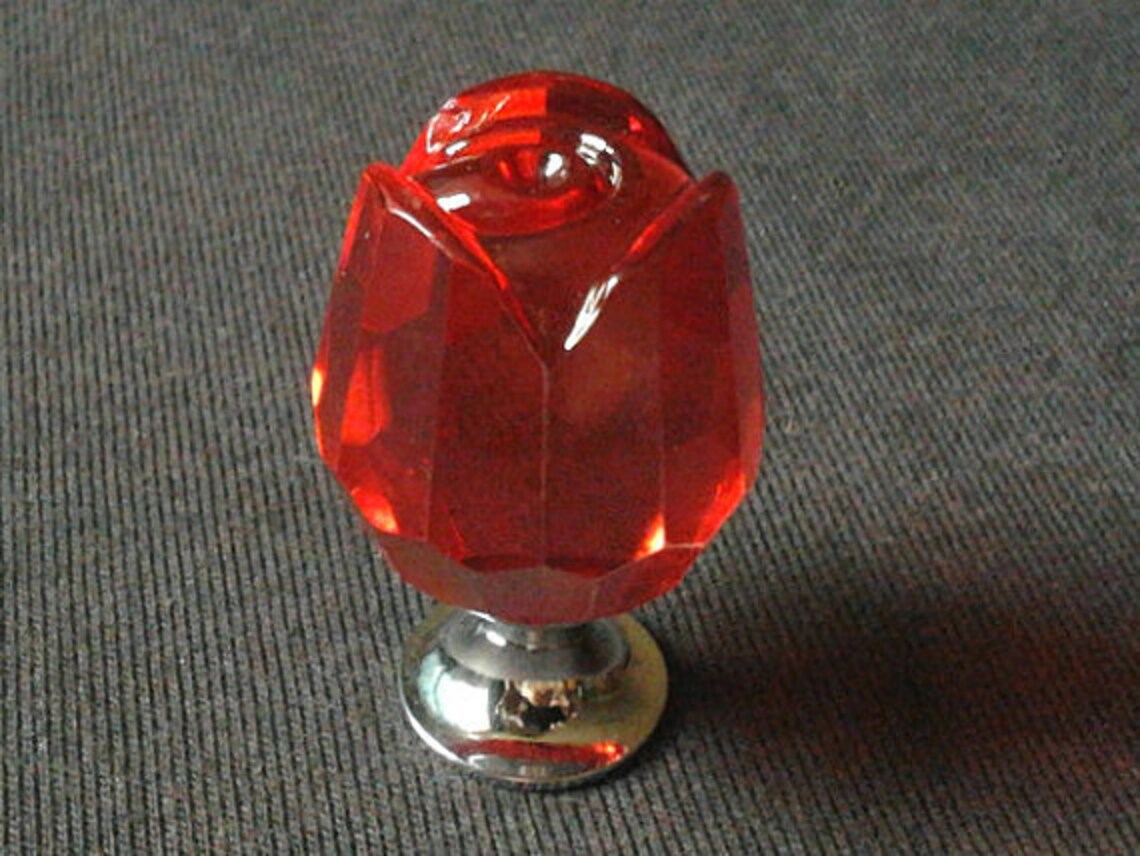 Rose Knobs / Glass Knobs / Crystal Knob / Dresser Knobs Drawer Etsy