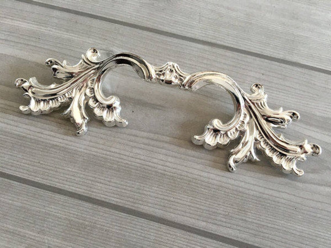 3.75 Leaf Drawer Pulls Handles Dresser Pulls Gold Silver Etsy