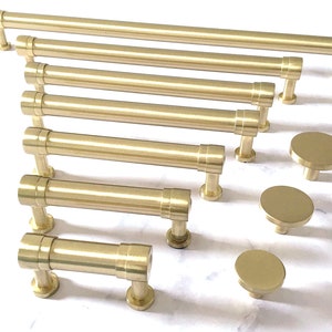 Brushed Gold Cabinet Pull Handle Drawer Pulls Lynns Hardware 2" 2.5" 2.75" 3 3.25" 3.5" 4 4.25" 4.5 4.75" 3 1/2 5.25" 5.5" 5.75" 6 7 8 10"