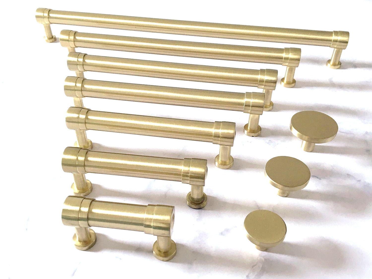 Brushed Gold Pull Handle MCM Drawer Pulls Vanity Knob Etsy