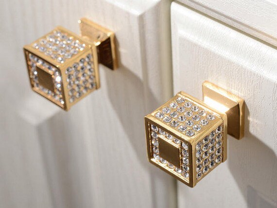 Rhinestone Glass Knobs Crystal Knob Drawer Knobs Dresser Pulls Etsy