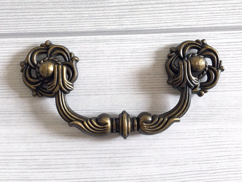 3.5 Drop Bail Handle Antique Bronze Gold Dresser Pulls Drawer Pull Handles Rustic Cabinet Pulls Handle Knobs Lynns Hardware 90 mm 3 12