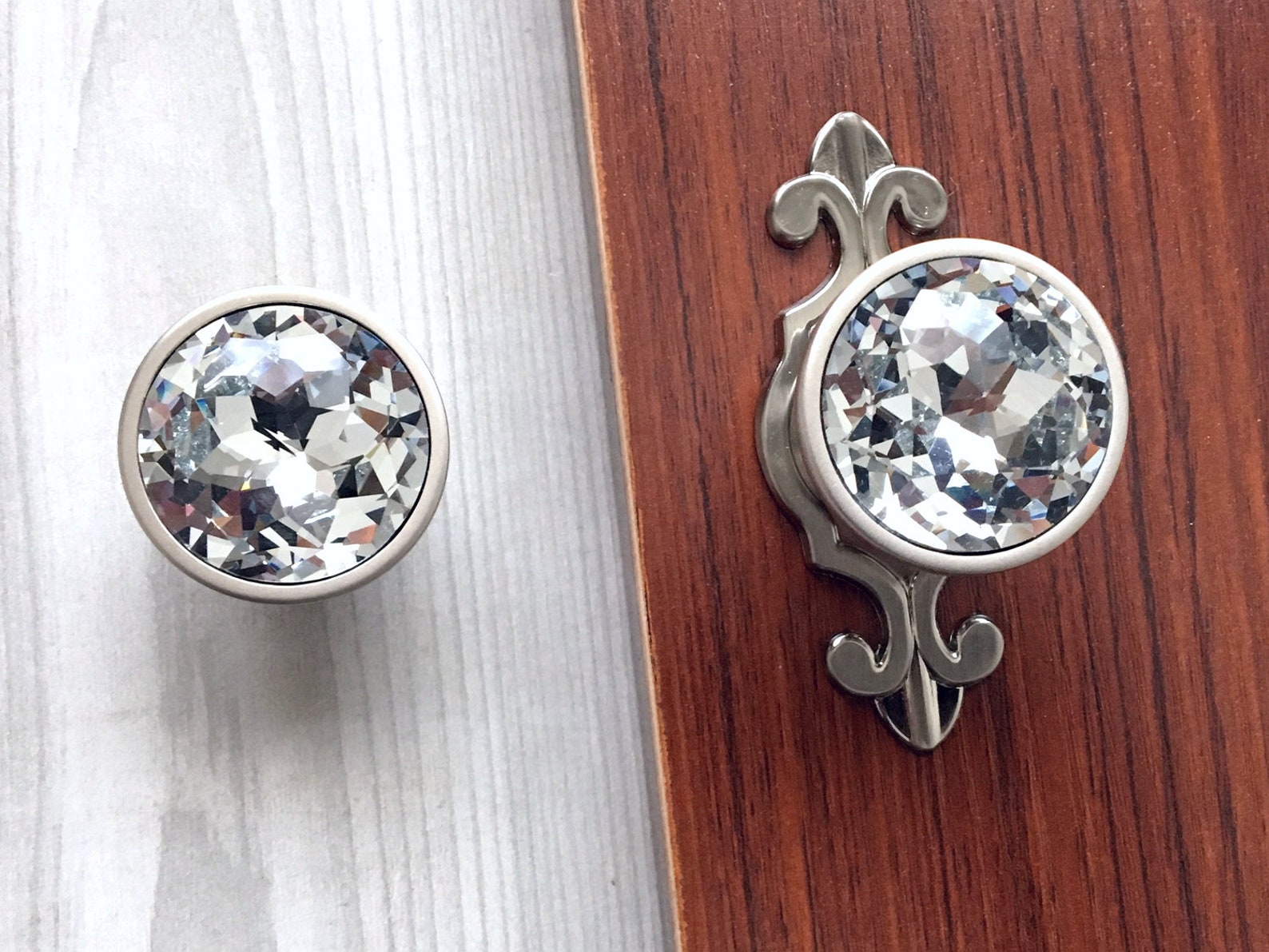 Glass Dresser Knobs Crystal Drawer Knob Pull Handles Sparkle Etsy