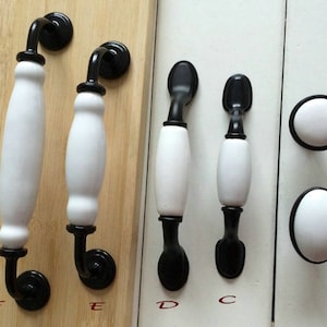 3“ 3.75” 5“ 6.3” 7.5" Black White Dresser Knobs Drawer Pull Handles Ceramic Kitchen Cabinet Door Pulls Handle Porcelain 76 96 128 160 192 mm