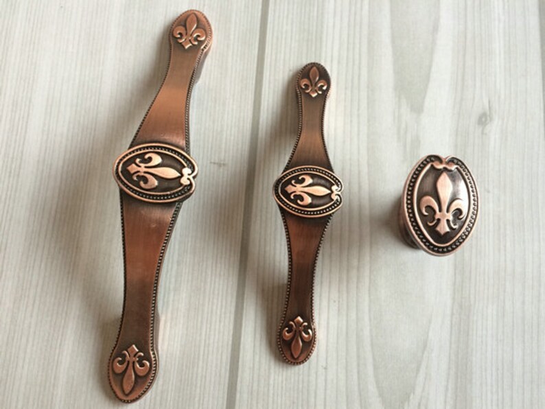 64 96 mm Fleur De Lis Schrank Griffe Schubladen Griff Möbel | Etsy