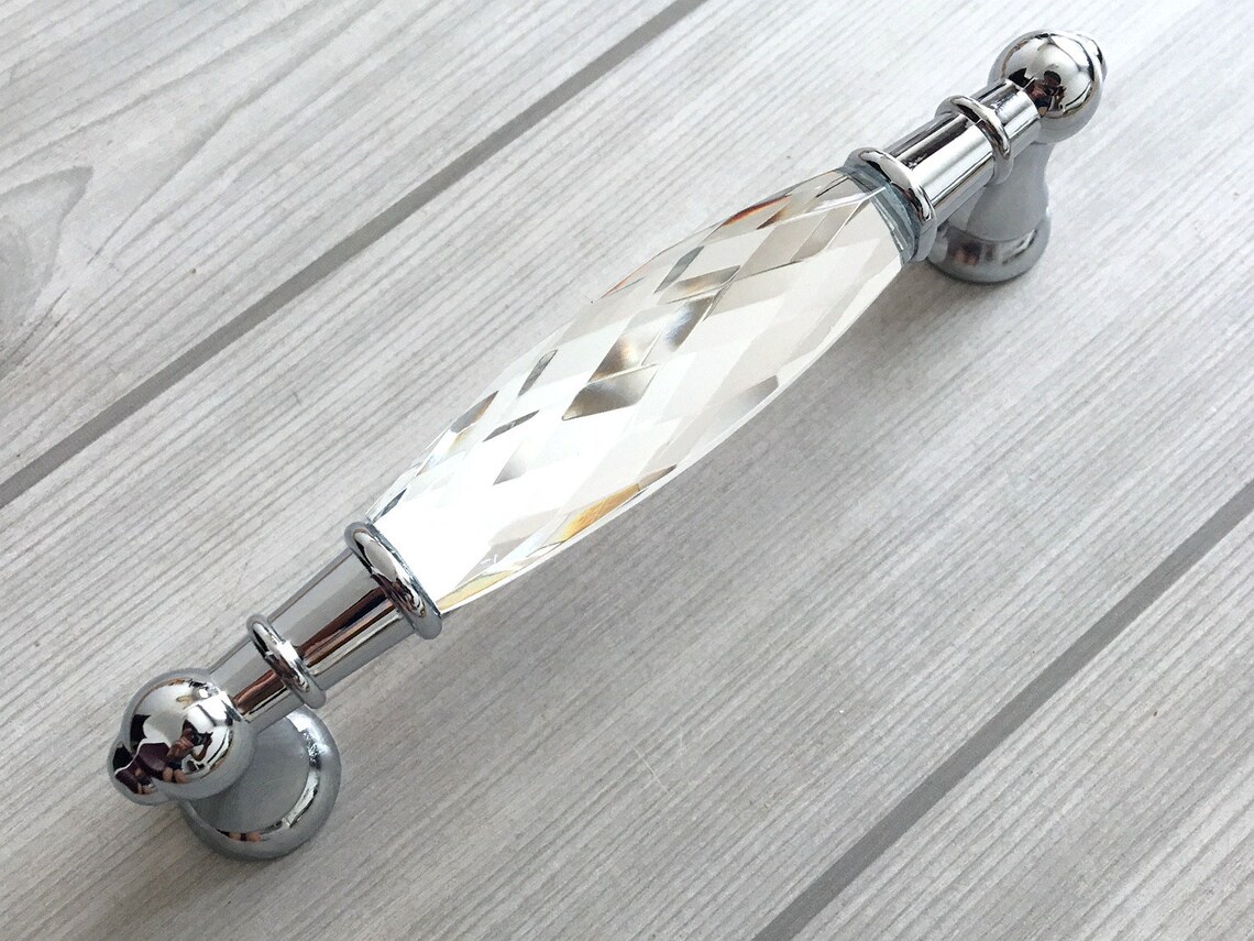 3.75 5 Crystal Drawer Pull Knob Glass Dresser Etsy