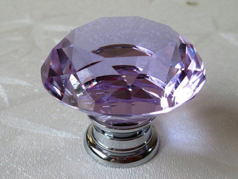 Purple Knob Knobs Glass Knobs Crystal Knob Dresser Knob Drawer Etsy