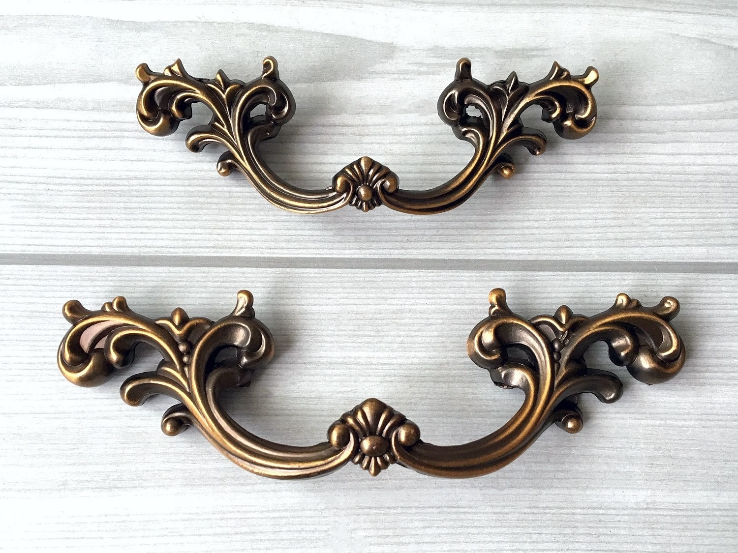 P84615-RAL  Antique Copper 8 13/16" Bow Cabinet Drawer Pull 