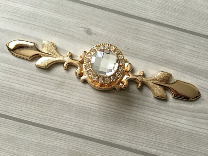 Gold Crystal Drawer Knobs Pulls Handles Glass Knobs Dresser Knob Kitchen Cabinet Door Knobs Plate Plates Handle Pull Bling Lynns Hardware