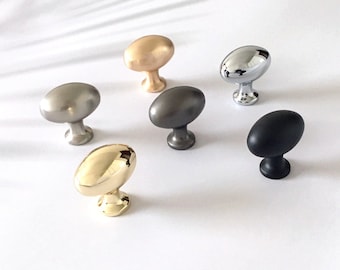 Egg Knob Oval Cabinet Knobs Drawer Pull Dresser Knob Black Chrome Silver Gold Gray Grey Nickel Kitchen Cabinet Pulls Solid Lynns Hardware