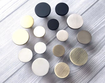 Circle Knobs Brushed Gold Knob Matte Black Drawer Pulls Bronze Drawer Knob Cabinet Knob Dresser Knob Chrome Brushed Nickel Lynns Hardware