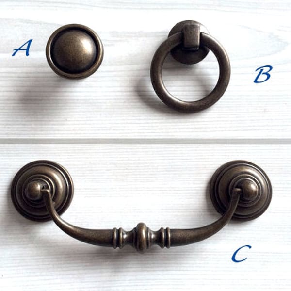 4 1/4" Drawer Knob Pull Handles Dresser Pulls Antique Bronze Bail Cabinet Pulls Handle Ring Rustic Furniture Door Drop Swing 108 mm 4.25"