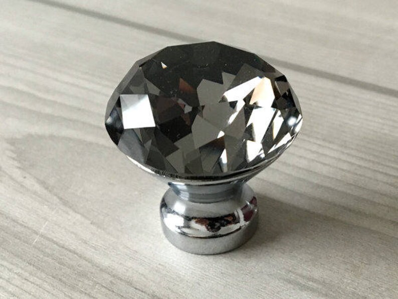 Grey Gray Glass Knob Dresser Knob Pull Crystal Drawer Knobs Etsy