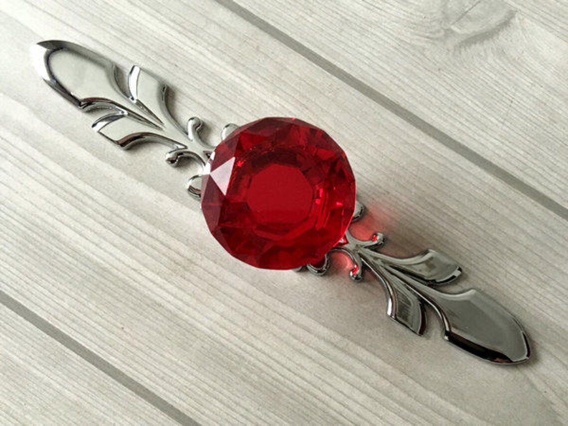 Red Glass Knobs Dresser Knob Pull Crystal Drawer Knobs Pulls Etsy
