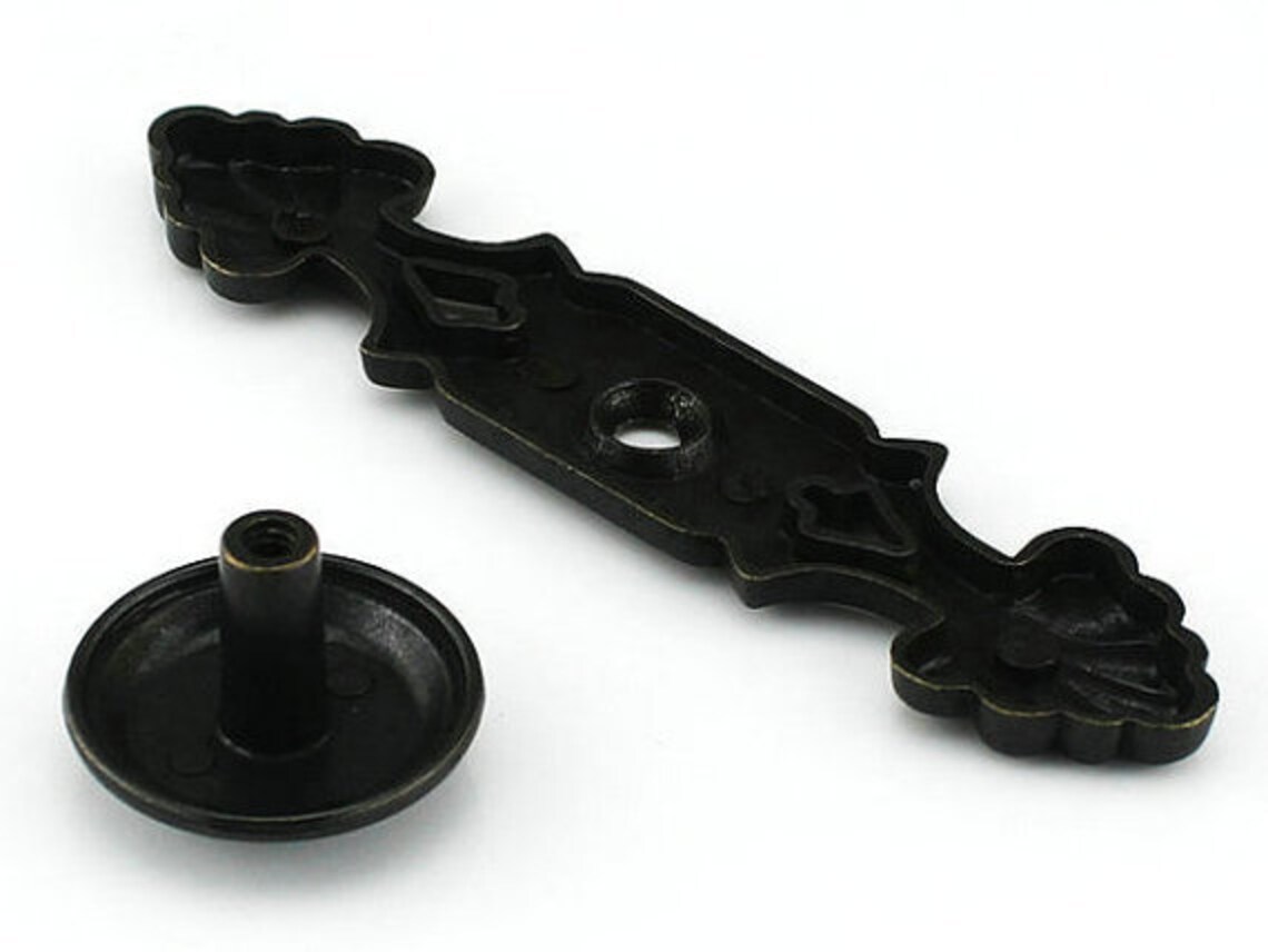 Black Dresser Knobs / Drawer Knob Pulls Handles Backplate Etsy