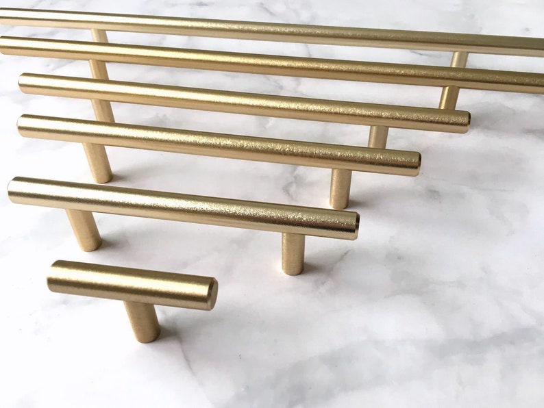 Brushed Brass Black Pull Handle Dresser Knobs Handles Etsy