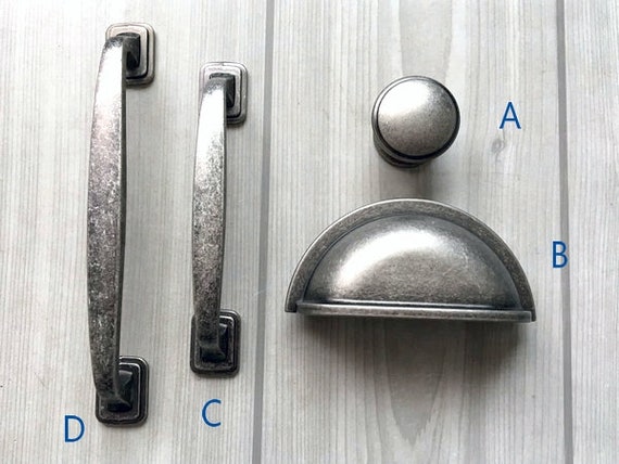 3 3.75 5 Pewter Drawer Knob Pull Handles Dresser Pulls Kitchen