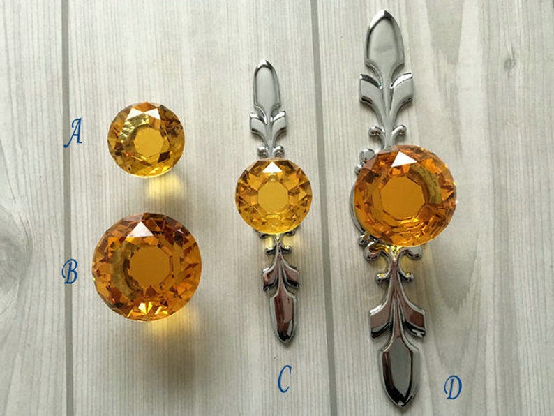 Amber Glass Dresser Knob Brown Crystal Drawer Knobs Handle Image 0