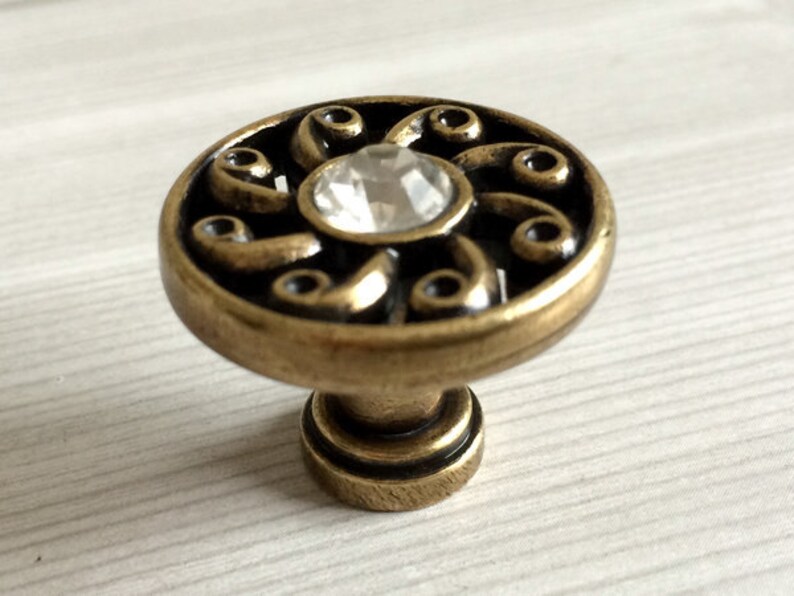 Rhinestone Knob Glass Knobs Crystal Knob Drawer Knobs Dresser Pulls Cabinet Knob Door Pull Clear Antique Bronze Back Plate Lynns Hardware