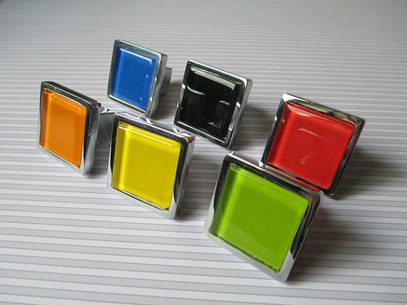Glass Knobs Dresser Drawer Knobs Pulls Handles Square White Etsy